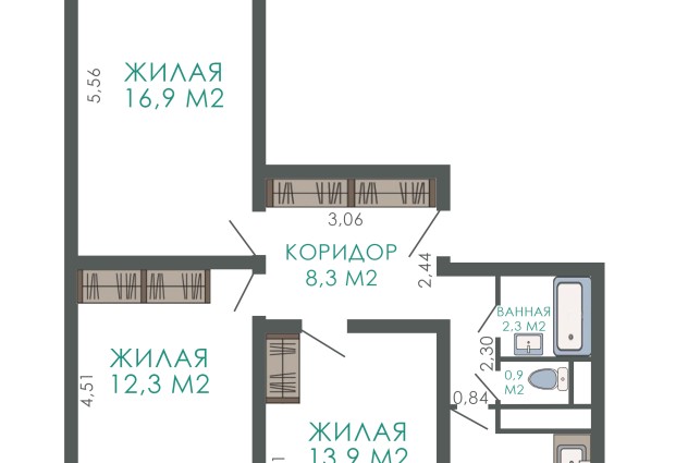 Фото 3-комнатная квартира с ремонтом в одном из лучших микрорайонов Минска — 33