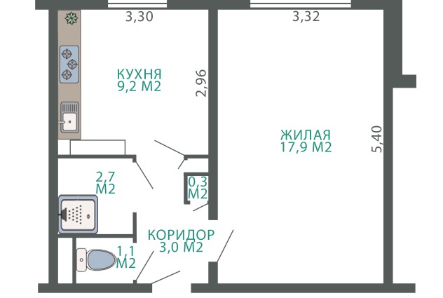 Фото Однокомнатная квартира с кухней 9 м2 и залом 18 м2 в  г. Минске!  — 25