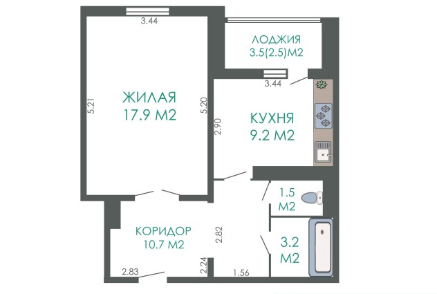 Фото Просторная 1-комнатная квартира с красивыми закатами  — 33