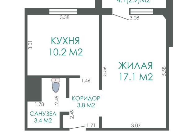 Фото Потрясающая 1 комнатная квартира на улице Космонавтов, дом 12! — 53