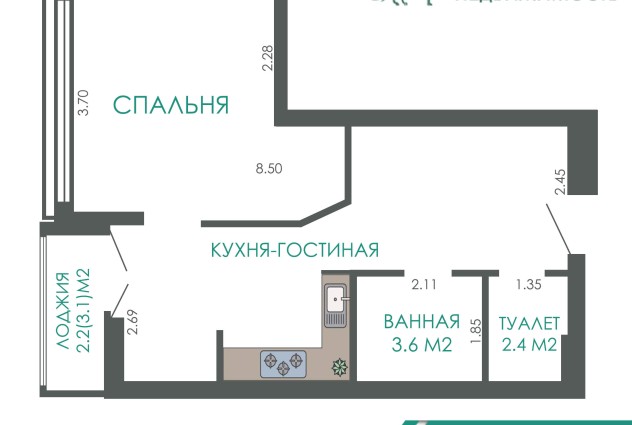 Фото 1-комнатная квартира с отличным ремонтом в ЖК «Минск Мир» — 65
