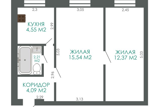 Фото Поиски закончены! 2-комнатная квартира в кирпичном доме в 800 метрах от ст. метро «Грушевка» — 31