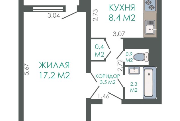 Фото 1 к. Квартира на Асаналиева 10 с мебелью и кухней 8,4 м2.  — 23