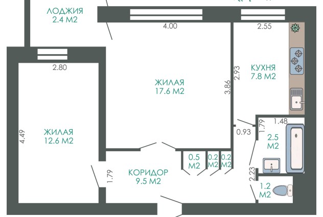 Фото 2-комнатная квартира в г. Дзержинск по ул. Минская 32, в кирпичном доме, 29 км от Минска. — 33