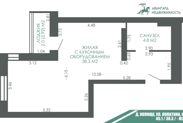 Фото 1-к квартира в доме 2013 года в д. Копище, ул. Лопатина, 6.  — 47