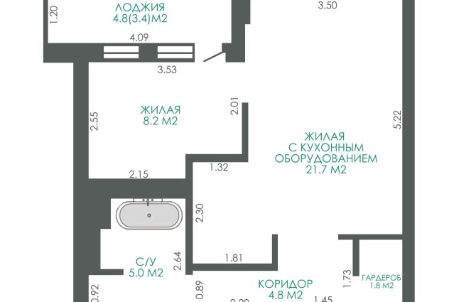 Фото 2-комнатная квартира с дизайнерским ремонтом и мебелью по ул. Матусевича 50 — 37