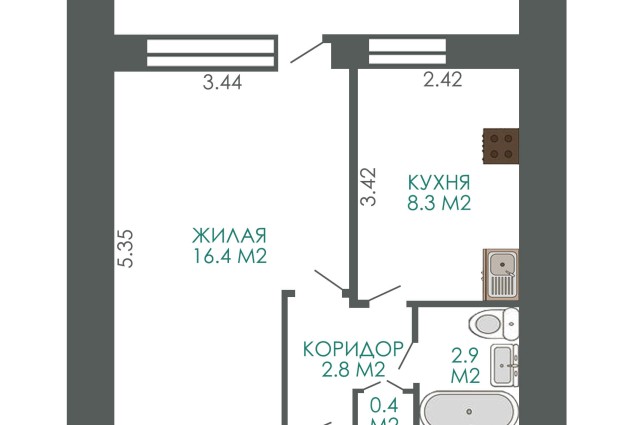 Фото 1-комнатная квартира в кирпичном доме по ул. Серафимовича 21. — 23