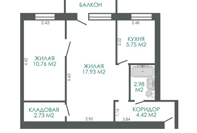 Фото 2-х комнатная квартира в Ленинском районе по ул. Семенова, 20а — 39