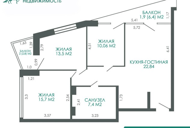 Фото 3-комнатная квартира с отличным ремонтом в ЖК «Минск Мир» — 43