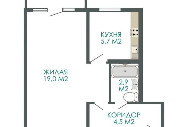 Фото 1-комнатная квартира в микрорайоне «Зеленый луг»: Логойский тракт 34, корп. 2 — 23