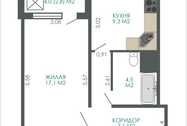 Фото Отличная 1-комнатная квартира на Каменногорской 18 — 33