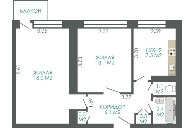 Фото Поиски закончены! 2к в кирпичном доме, ул. Ландера 20 — 47