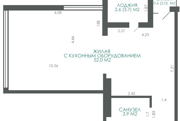 Фото Евротрешка 59,1 м2 в квартале «Северная Америка» — 47