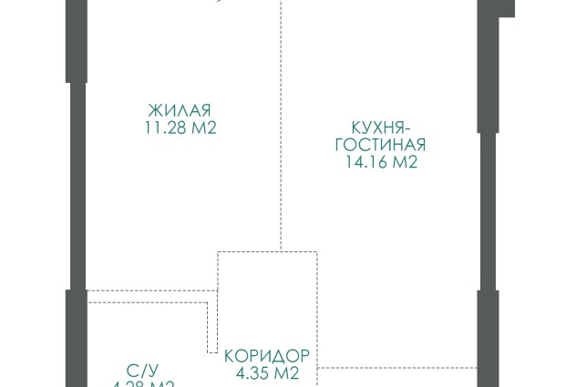 Фото Квартира в сданном доме 39,5 м2 квартала «Азия» «Минск Мир» — 11