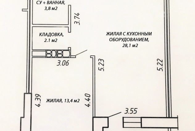 Фото Просторная 2-комнатная квартира по ул. Мястровская, 3 в новостройке — 51