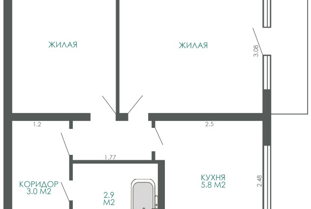 Фото Двухкомнатная квартира ул. Карастояновой, 21 — 41