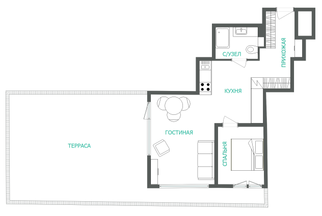Фото 2-х комнатная квартира с собственной большой террасой и отличным дизайнерским ремонтом — 61