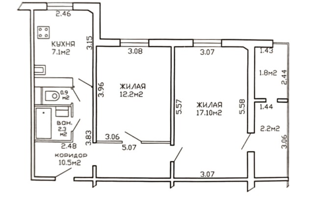 Фото Просторная двухкомнатная квартира на ул. Слободской 91 — 37