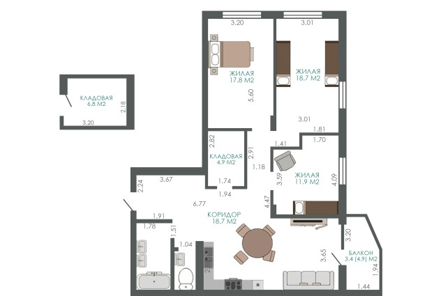 Фото 4-комнатная квартира в ЖК комфорт-класса Левада — 67