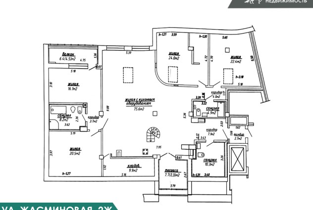 Фото  Просторный пентхаус в клубном доме по ул. Жасминовая — 93