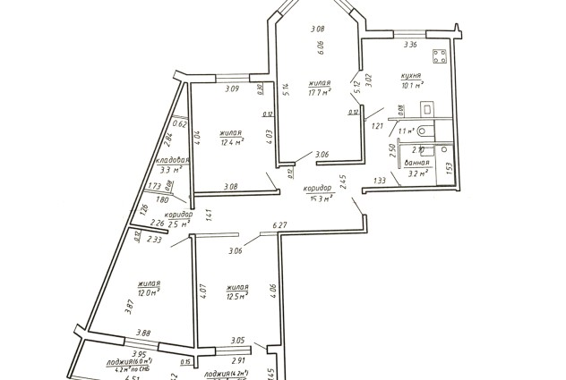 Фото Просторная 3-комнатная квартира  — 43