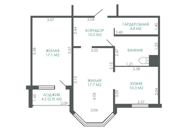 Фото Шикарная 2-х комнатная квартира в классическом стиле — 61