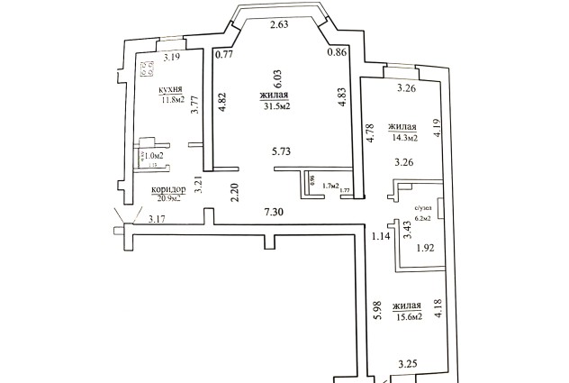 Фото Большая 3-х комнатная квартира в современном кирпичном доме. — 43