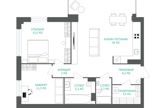 Фото Видовая квартира в ЖК «Олимпик-Парк» — 87