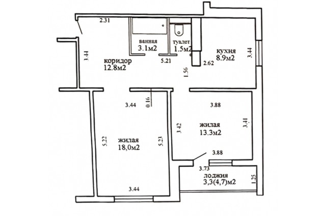 Фото Продается просторная 2-х комнатная квартира — 37
