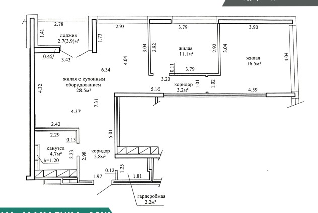 Фото Светлая просторная квартира с абсолютно новым ремонтом возле парка — 45