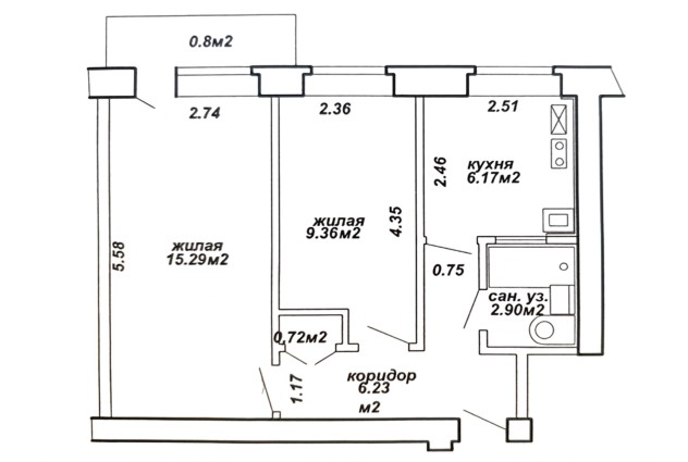 Фото 2-комнатная квартира недалеко от метро. — 53