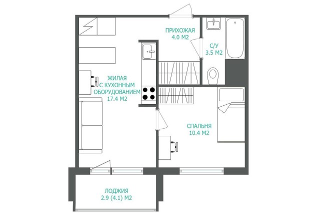 Фото «Евродвушка» с отличным ремонтом в «Новой Боровой»  — 43