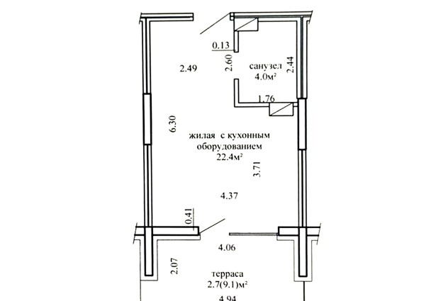 Фото Однокомнатная квартира (29,01м2). Центр, м. Аэродромная — 59