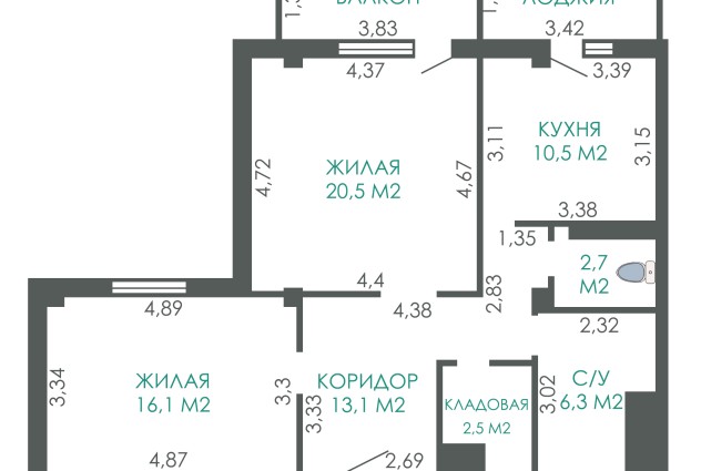 Фото Просторная квартира. До метро “Грушевка” 750 метров. — 19