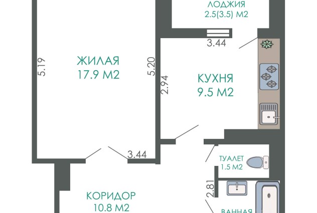 Фото Просторная 1-комнатная квартира с ремонтом на Одинцова, 56  — 35