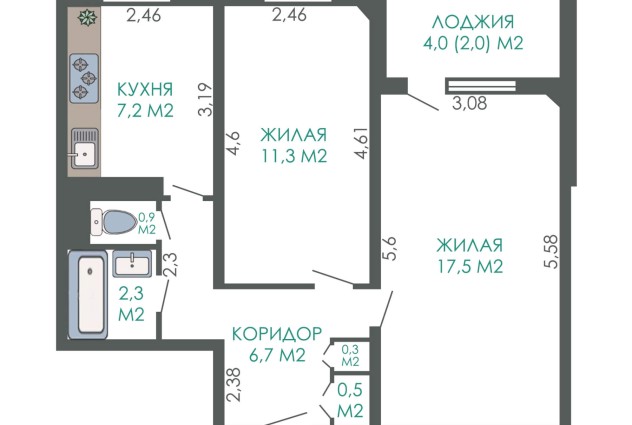 Фото 2-комнатная квартира по адресу ул.Нестерова 62. — 25