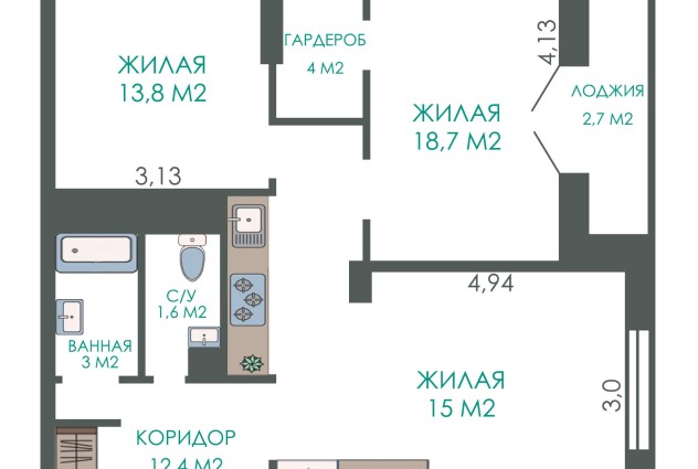Фото Продажа 3-комнатной квартиры в Центральном районе — 57