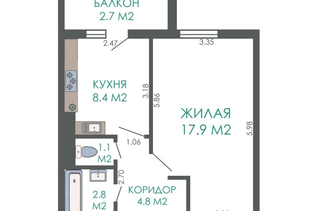 Фото 1-комн. квартира в 250 метрах от метро по адресу ул. Воронянского, 27 — 35