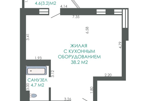 Фото 1–комнатная квартира в Лошице, ул. Шпилевского 54  — 43